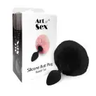 Силиконовая анальная пробка М Art of Sex - Silicone Bunny Tails Butt plug, цвет Черный, диаметр 3,5  photo 3