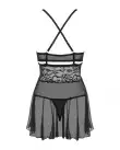 Эротический кружевной комплект с сеточкой Obsessive 838-BAB-1 babydoll & thong black L/XL, черный photo 4