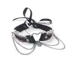 Сексуальний чокер Art of Sex - Karen из натуральной кожи, Черно/Розовый photo 4