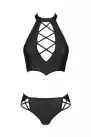 Комплект из экокожи Passion Nancy Bikini 4XL/5XL black, бра и трусики с имитацией шнуровки photo 3